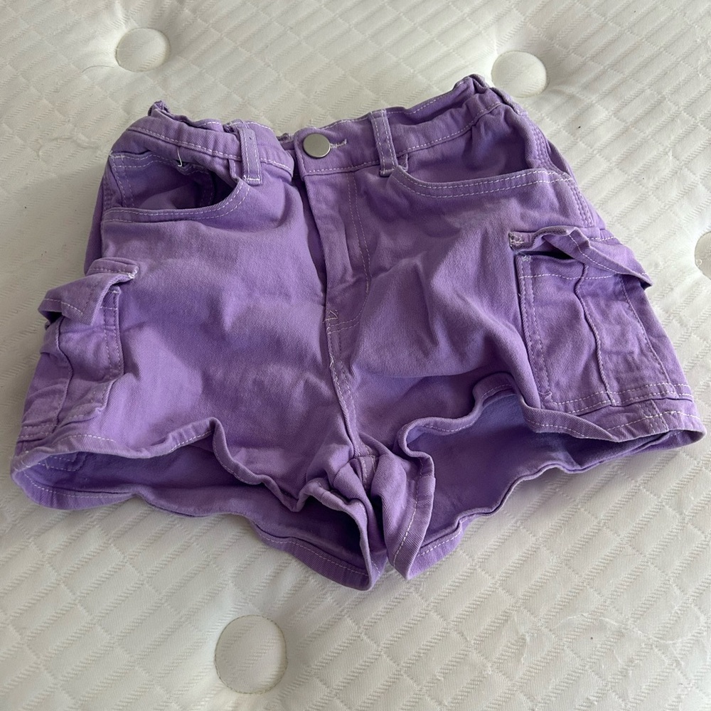 good condition purple cargo shorts